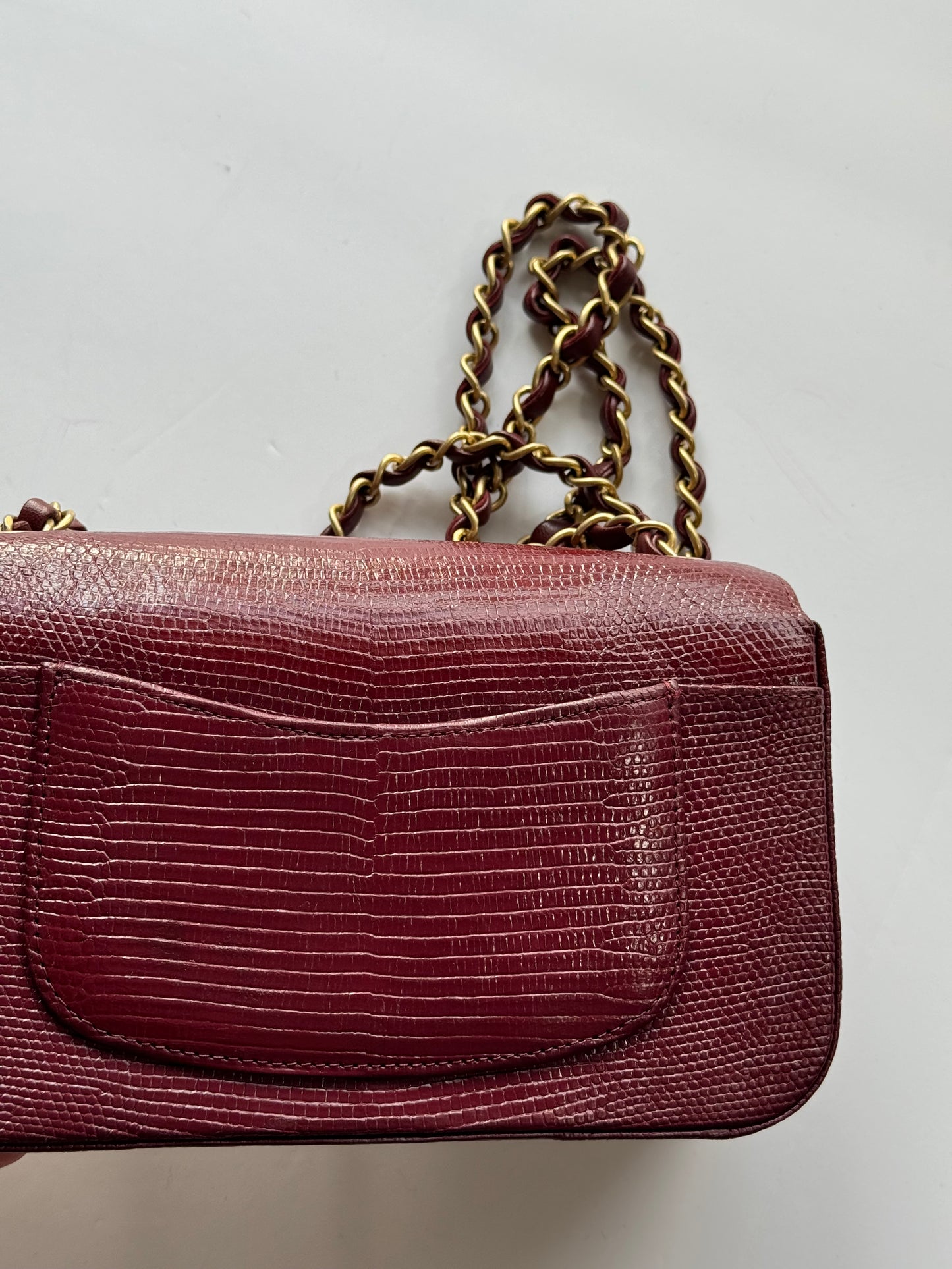 Chanel Burgundy Lizard Mini Rectangular Flap Bag