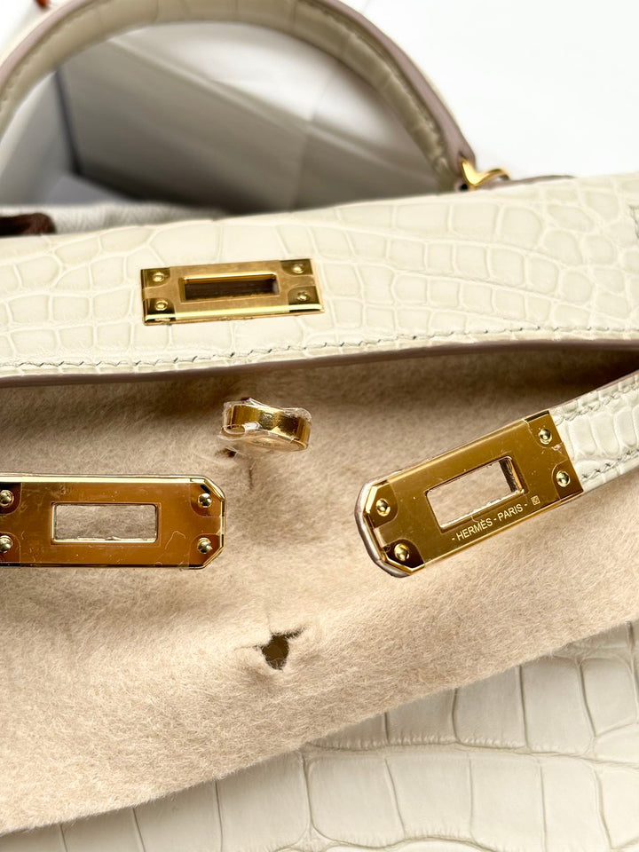 Hermes Mini Sellier Beton Matte Alligator Kelly 20