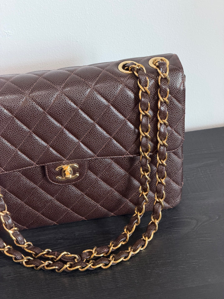 Chanel Classic Flap Jumbo Brown Caviar 24K Gold Hardware 2000