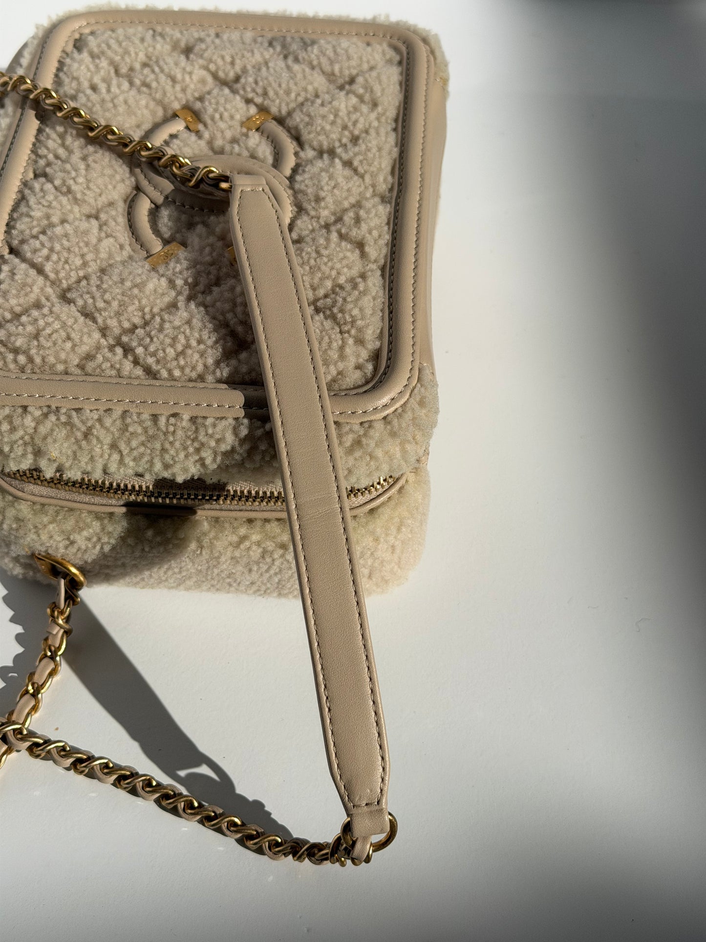 Chanel Small Nude Filigree Shearling Vanity Case