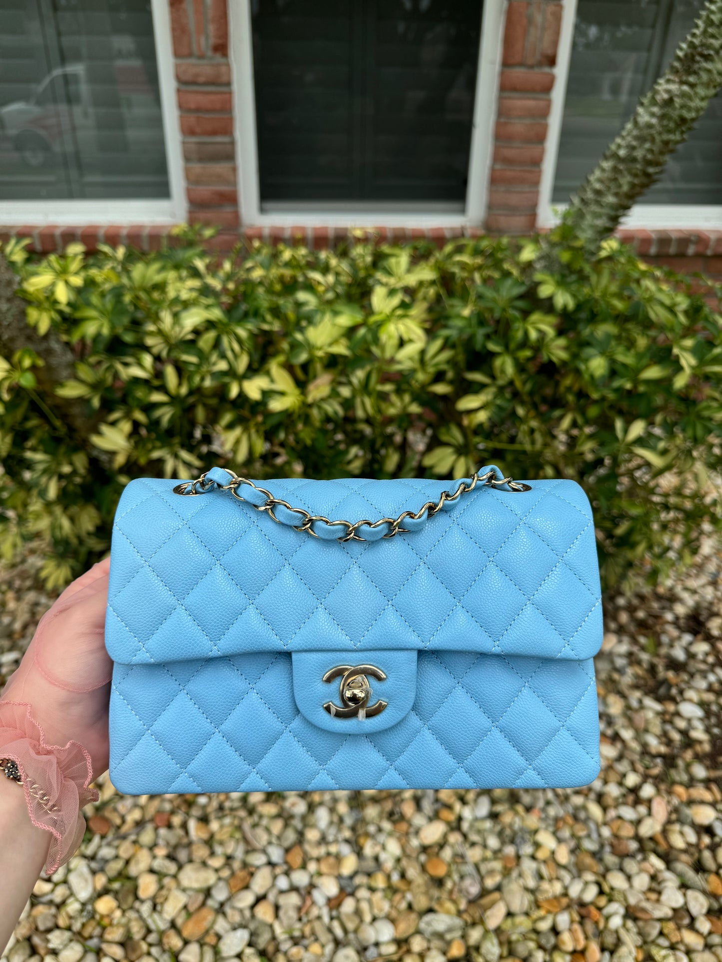 Chanel 23A Small Caviar Sky Blue Double Flap