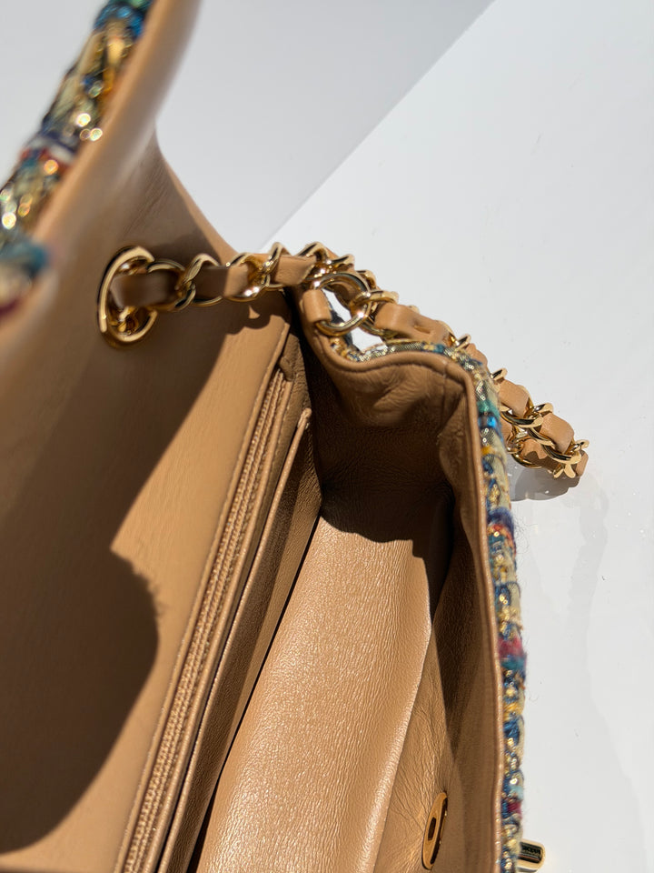 Chanel 19A Egyptian Mini Rectangular Flap Multicolor Tweed with Gold Hardware 2019