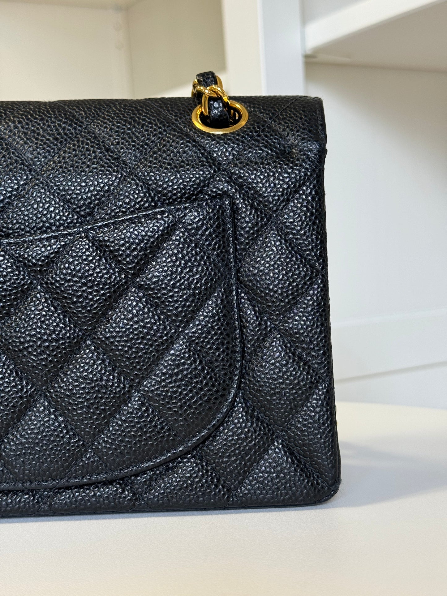 Chanel 6 Series Black Small Vintage Caviar Classic Flap Bag