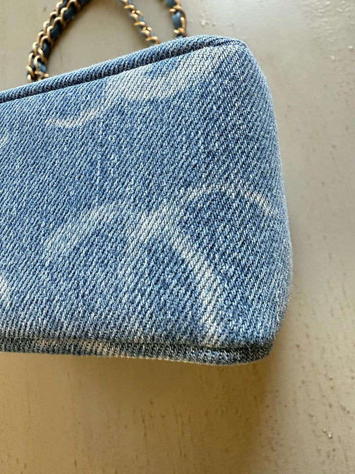Chanel 23b Medium Denim Sequin CC Classic Flap Bag