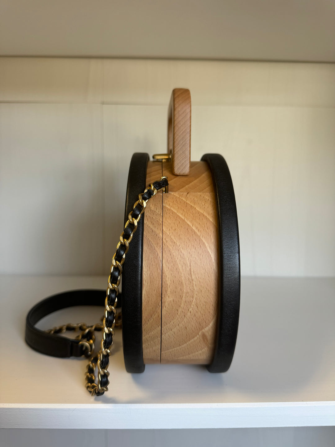 Chanel 2022 Round Beech Wood Vanity Case