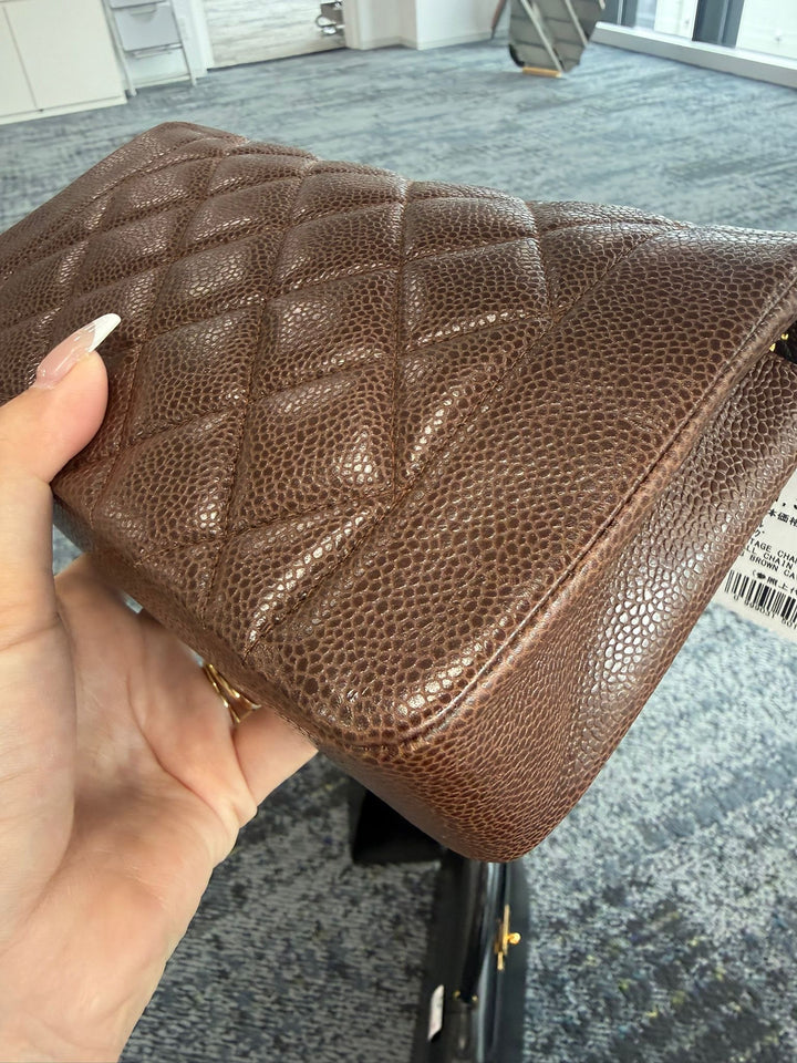 Chanel Small Diana Flap Bag Caviar Brown 24K Plated Gold Hardware 1994