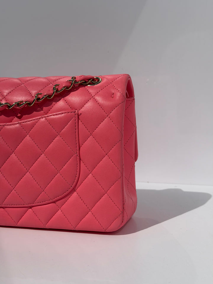 Chanel Medium Hollywood Charms Classic Flap Bag Pink Lambskin Light Gold Hardware 2024