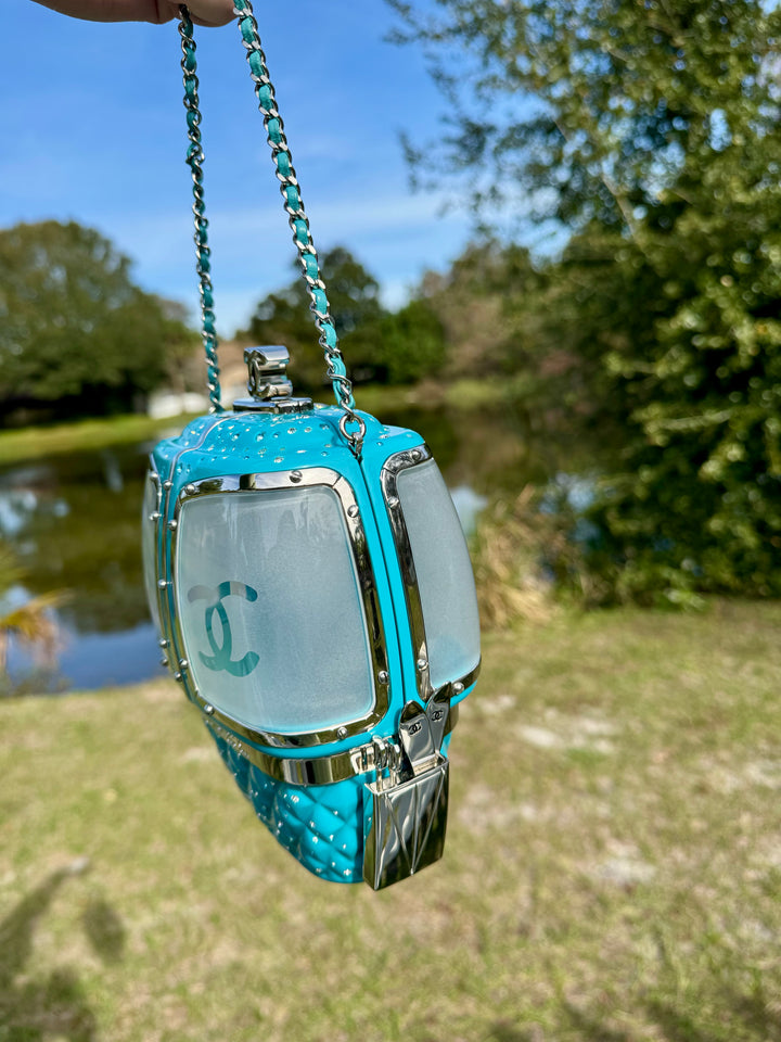 Chanel Blue Ski Gondola Swarovski Minaudiere