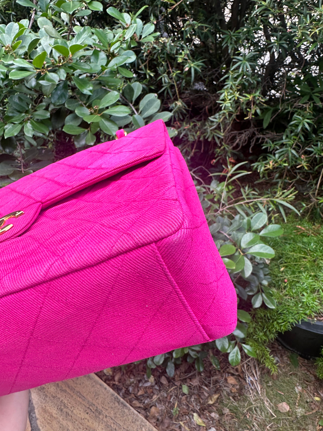Chanel 1990 RARE Hot Pink Denim Maxi Flap Bag