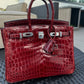 Hermes 2016 Bourgogne Shiny Niloticus Crocodile Birkin 25