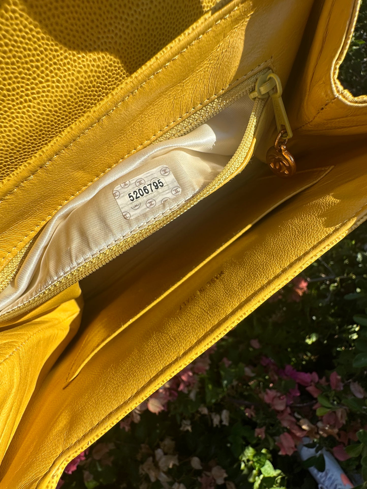 Chanel Vintage Medium Yellow Caviar Kelly Top Handle