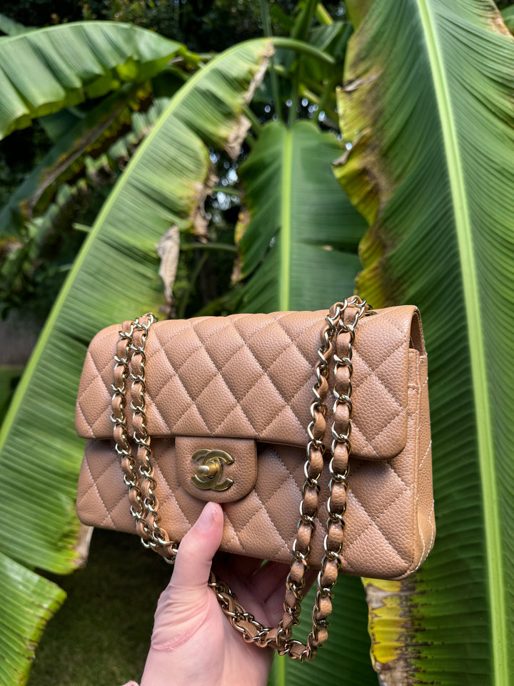 Chanel 18S Small Dark Beige Caviar Double Flap