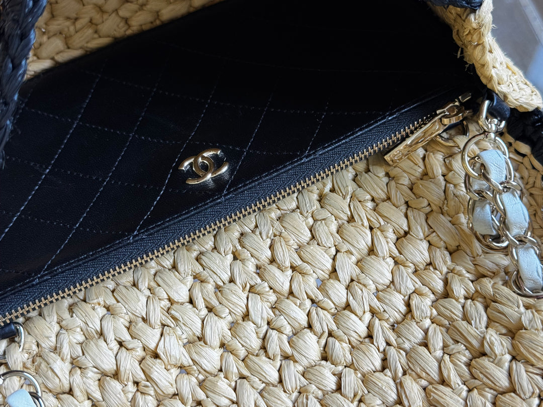Chanel 24C Venice Beach Medium Braided Raffia Flap Bag