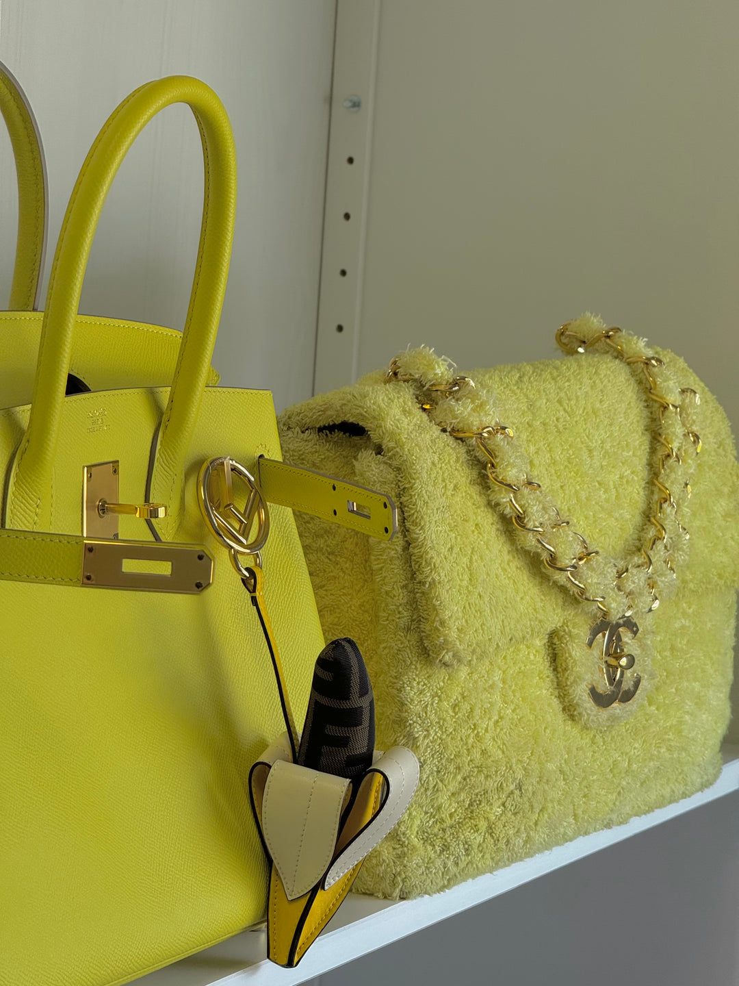 Chanel Yellow Terry Cloth Vintage Maxi Flap Bag
