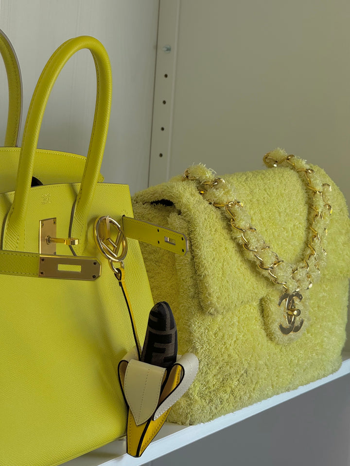 Chanel Yellow Terry Cloth Vintage Maxi Flap Bag