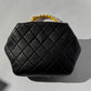 Chanel Black Lambskin Quilted Pearl Clutch