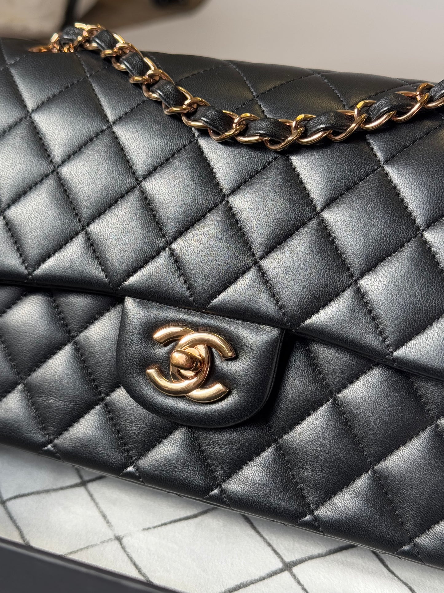 Chanel Black Medium Lambskin Flap Bag + RGHW