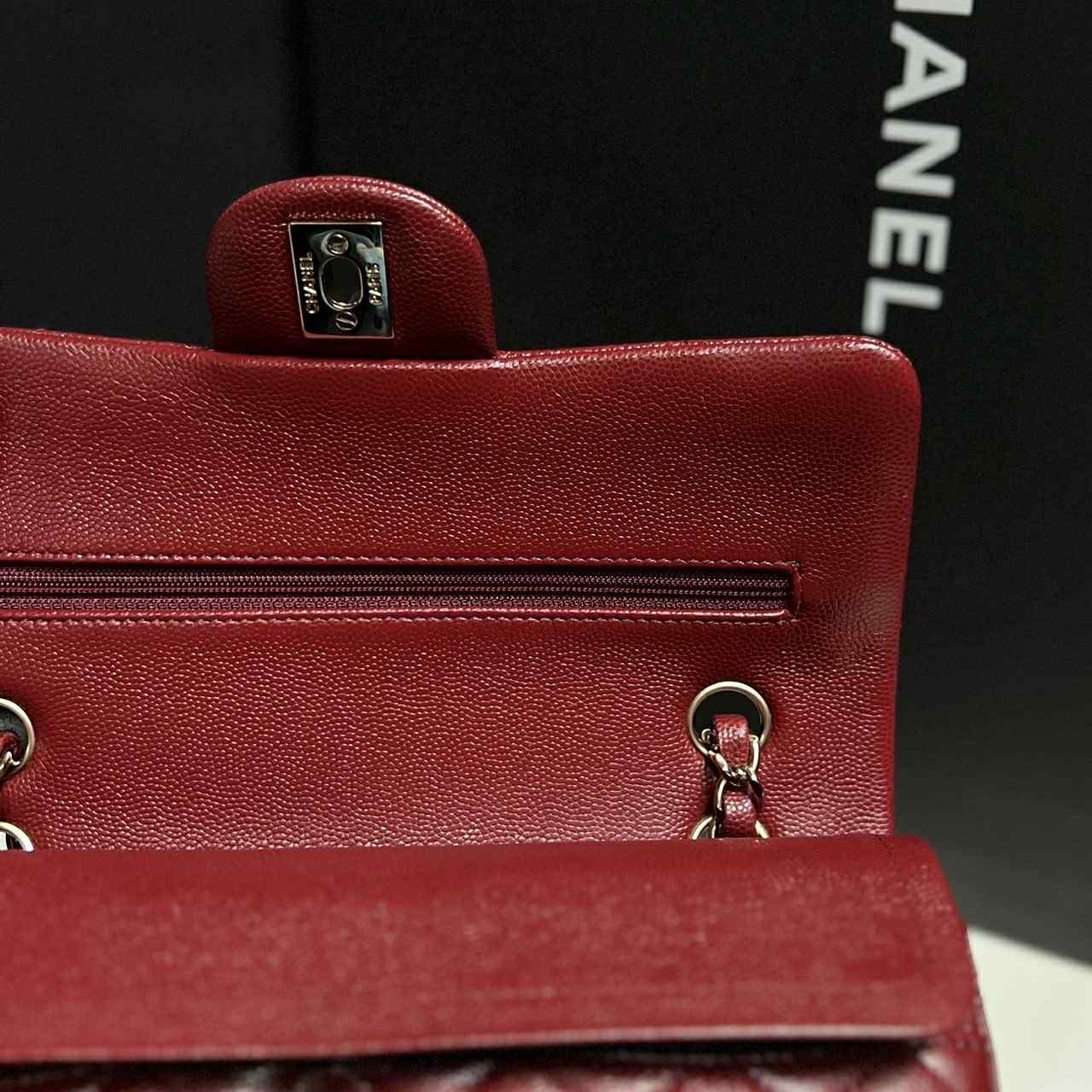 Chanel 19b Burgundy Small Caviar Classic Flap