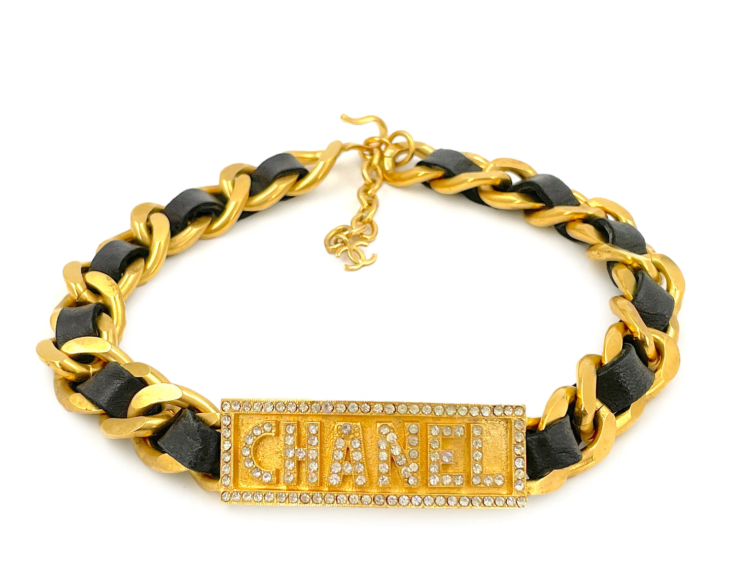 Chanel 1995 Barbie Crystal Nameplate Choker