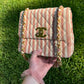 Chanel 24K Vintage Pink Striped Large Flap