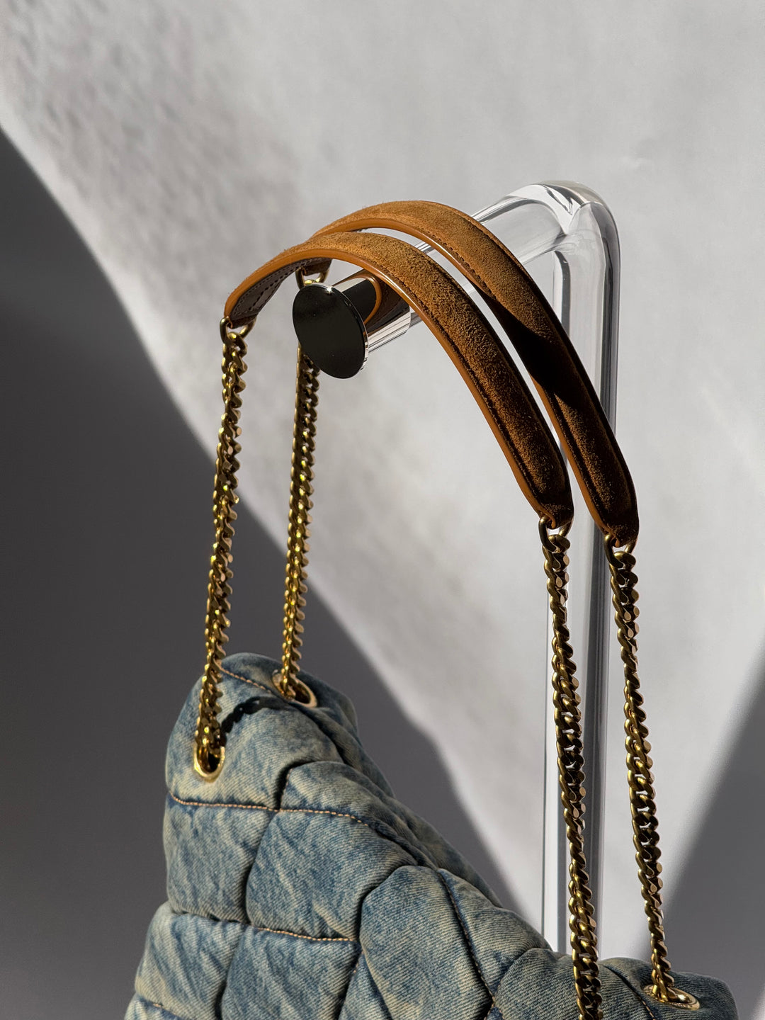 Saint Laurent Medium Denim Puffer Quilted Shoulder Bag