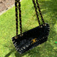 Chanel 1993 Black Velvet Whipstitch CC Flap Bag