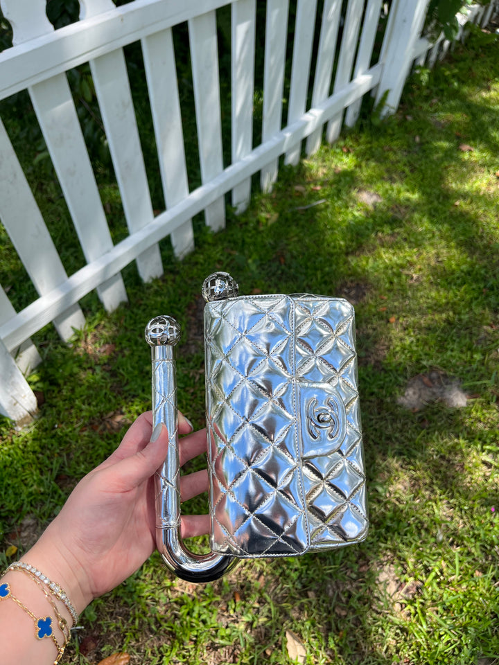 Chanel Around The World Silver Clutch Bag