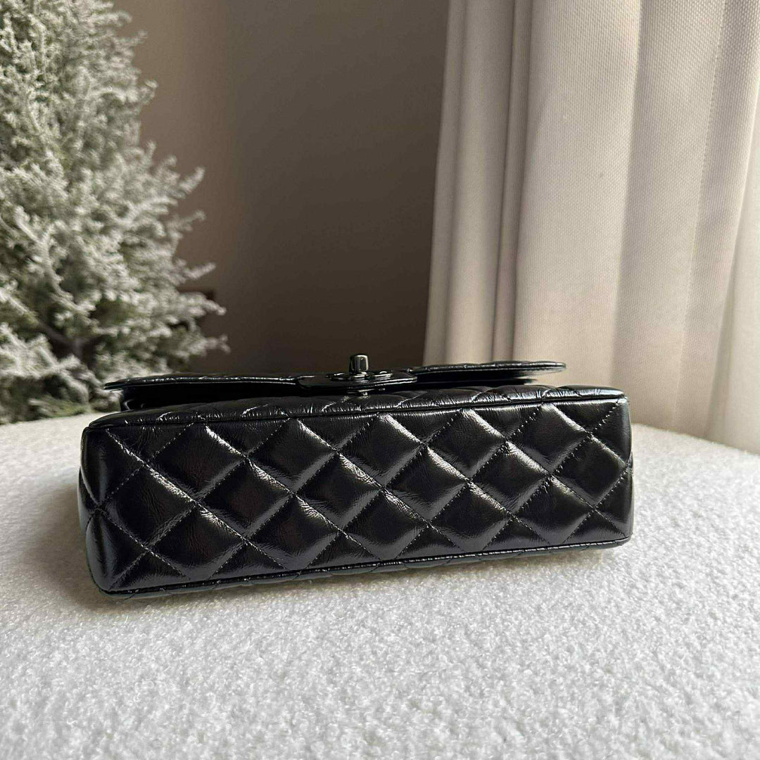 Chanel SO BLACK Small Crumpled Calfskin Double Flap Bag