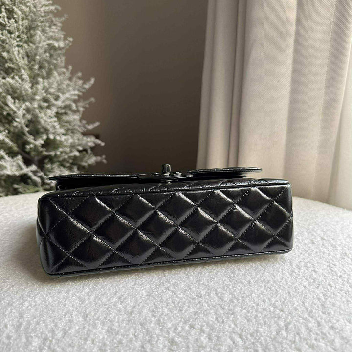 Chanel SO BLACK Small Crumpled Calfskin Double Flap Bag