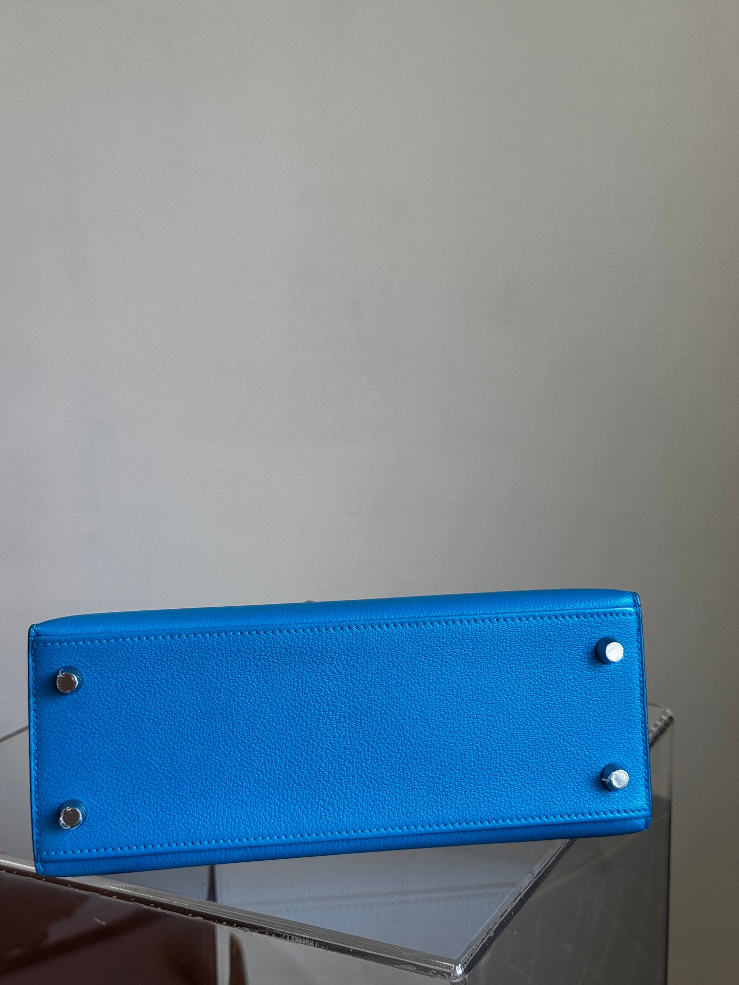 Hermes Bleu Frida Chèvre Kelly 25 Sellier