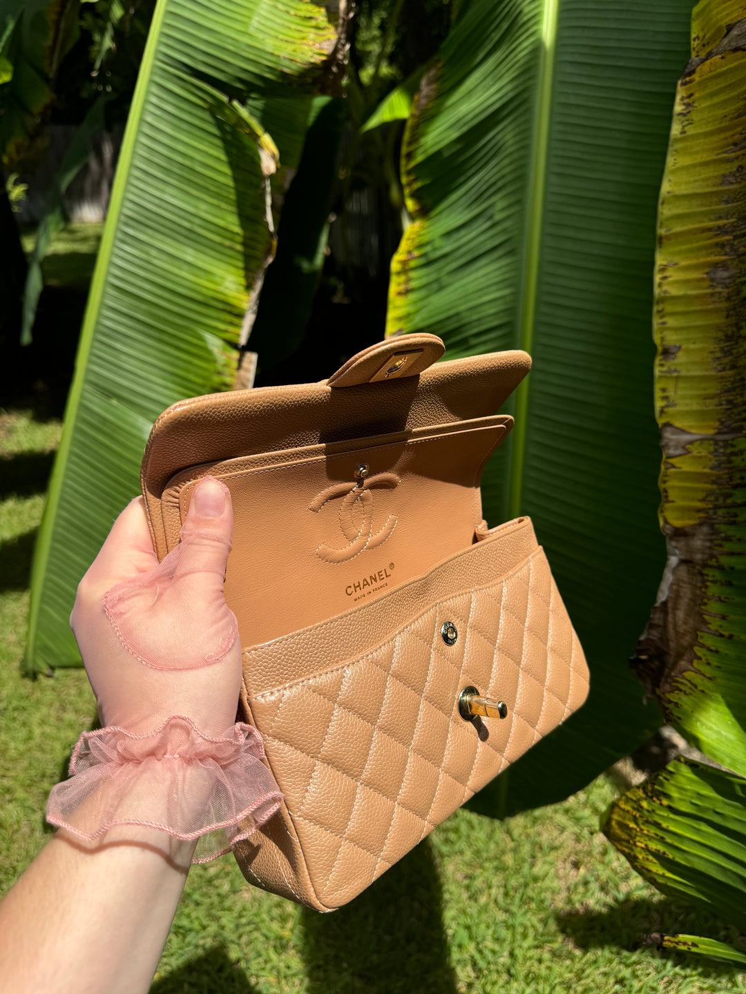 Chanel 18S Small Dark Beige Caviar Double Flap