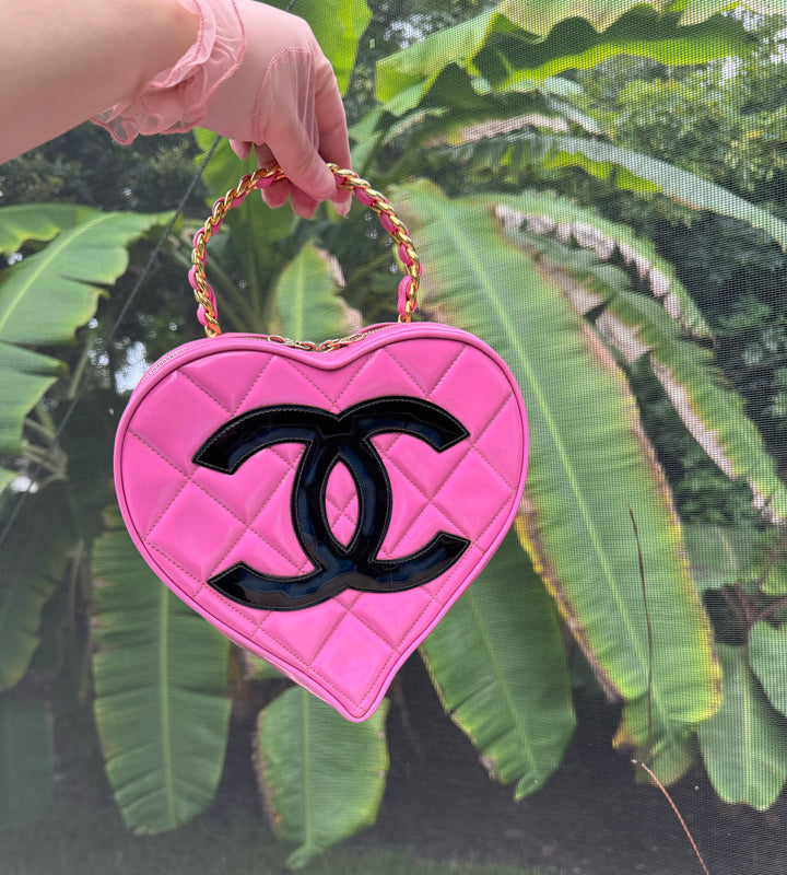 Chanel 1995 CC Barbie Pink Heart Vanity Bag