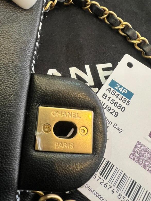 Chanel Black & White Mini Tweed Pearl Flap Bag