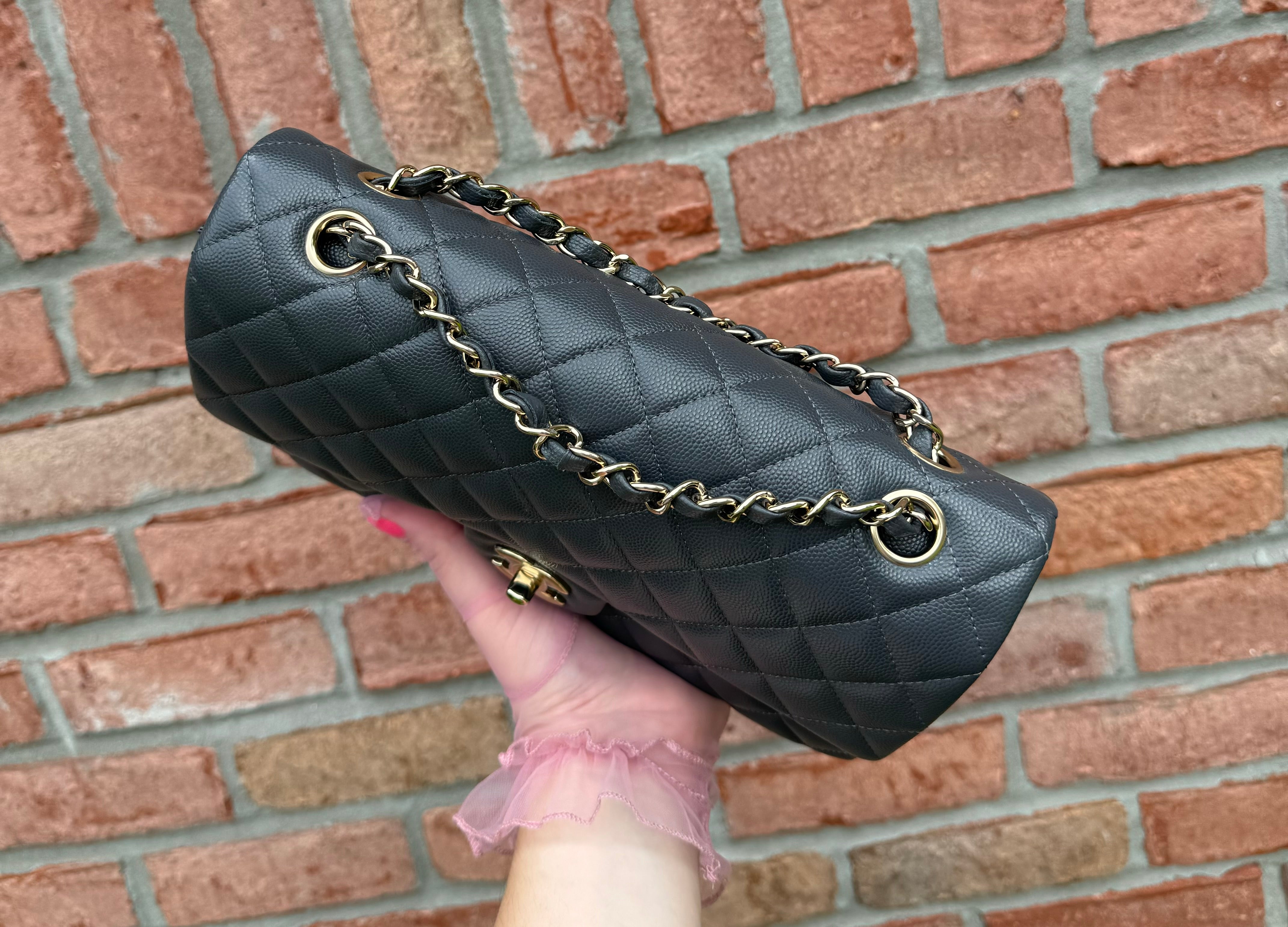 Chanel 21B Dark Grey Medium Caviar Classic Flap Bag – Its A Luv Story
