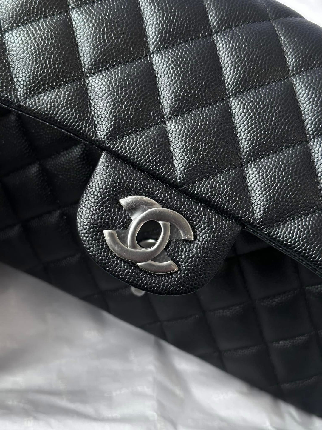Chanel 18C Small Black Caviar Iridescent Classic Flap Bag + RHW