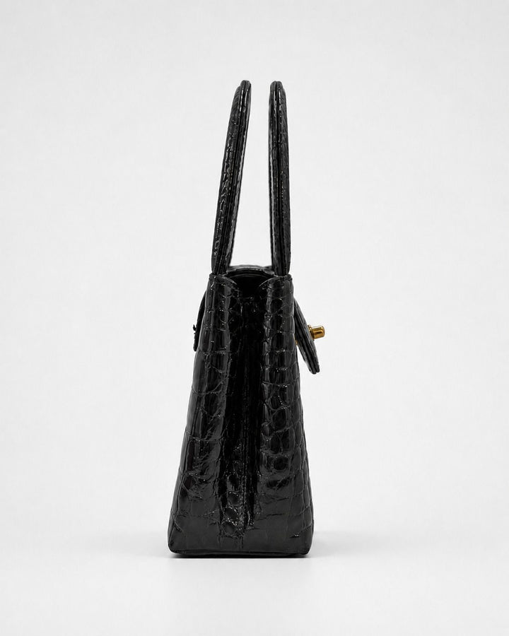 Chanel Rare Black Crocodile Top Handle Micro Mini Kelly Bag 24K Gold Hardware 1996
