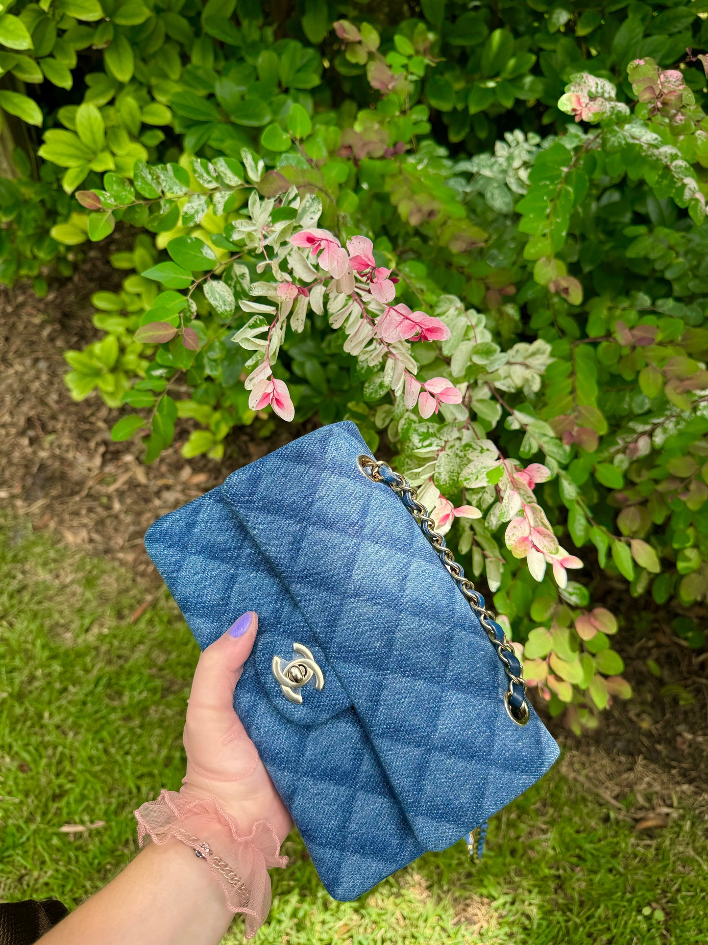 Chanel 22K Small Denim Classic Double Flap Bag