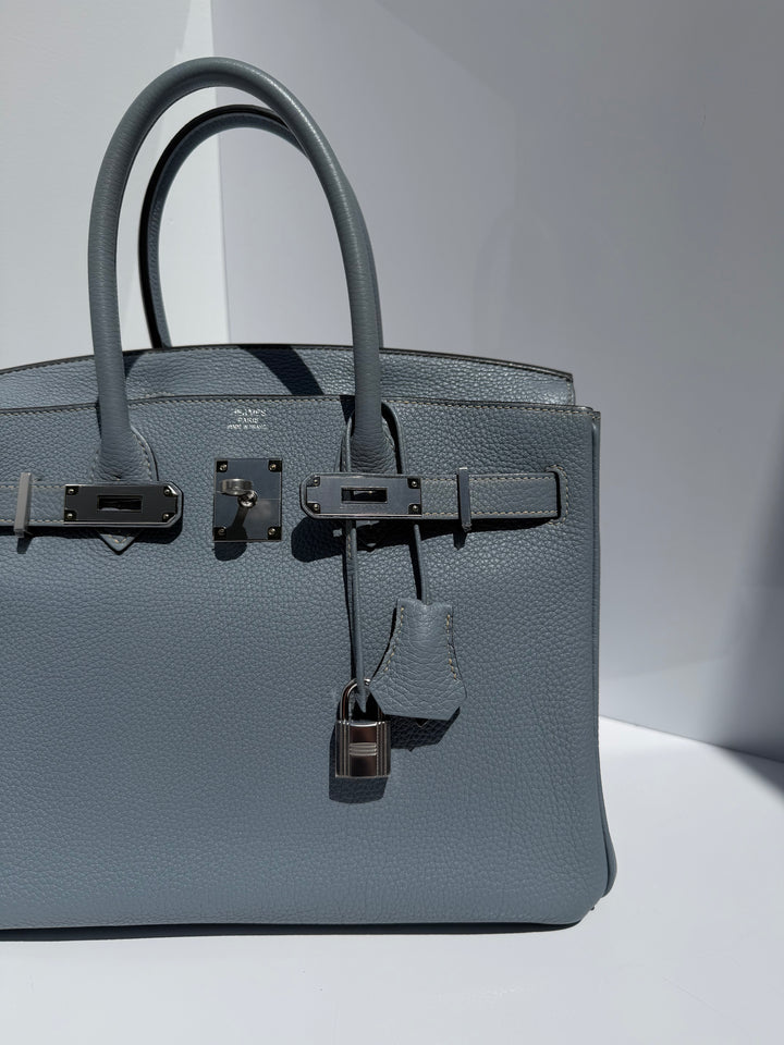 Hermès Birkin 30 Bleu Lin Togo Palladium Hardware 2012