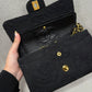 Chanel 1997 Small 24K Black Camellia Classic Flap Bag