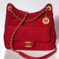 Chanel Small Red Wool Tweed Hobo