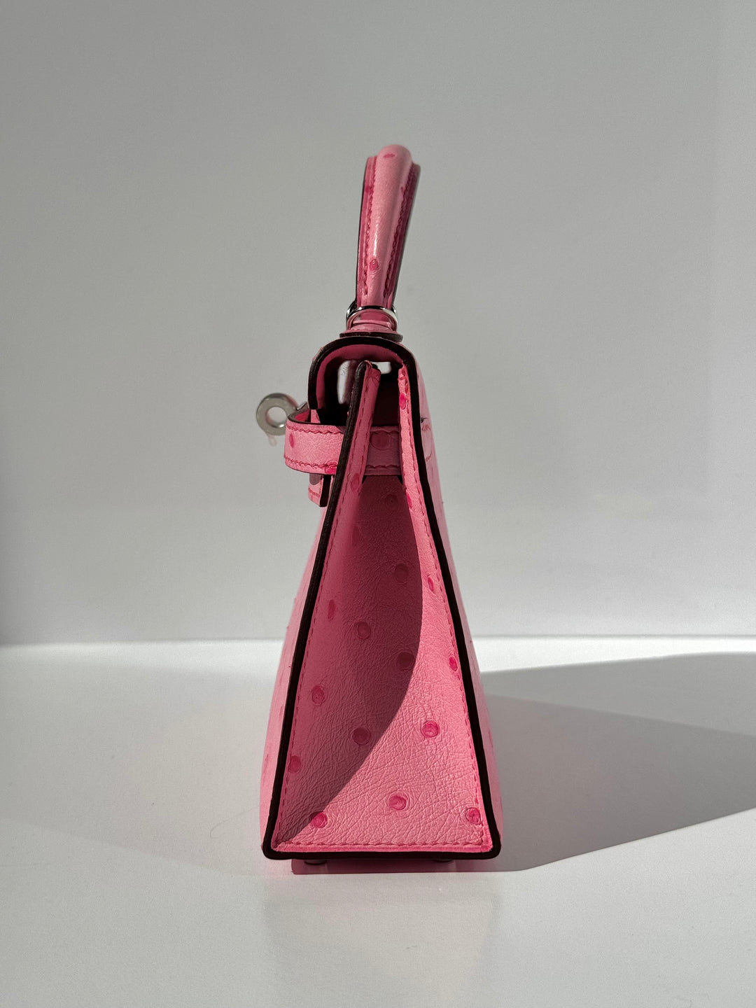 Hermes Mini Sellier Bubblegum Ostrich Kelly 20