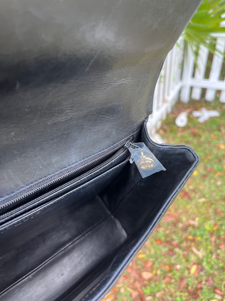 Chanel Vintage Large Crocodile Top Handle Flap Bag