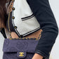 Chanel 1997 Medium 24K Navy Camellia Classic Flap Bag