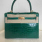 Hermes 2019 Emerald Green Shiny Alligator Kelly 25 Sellier