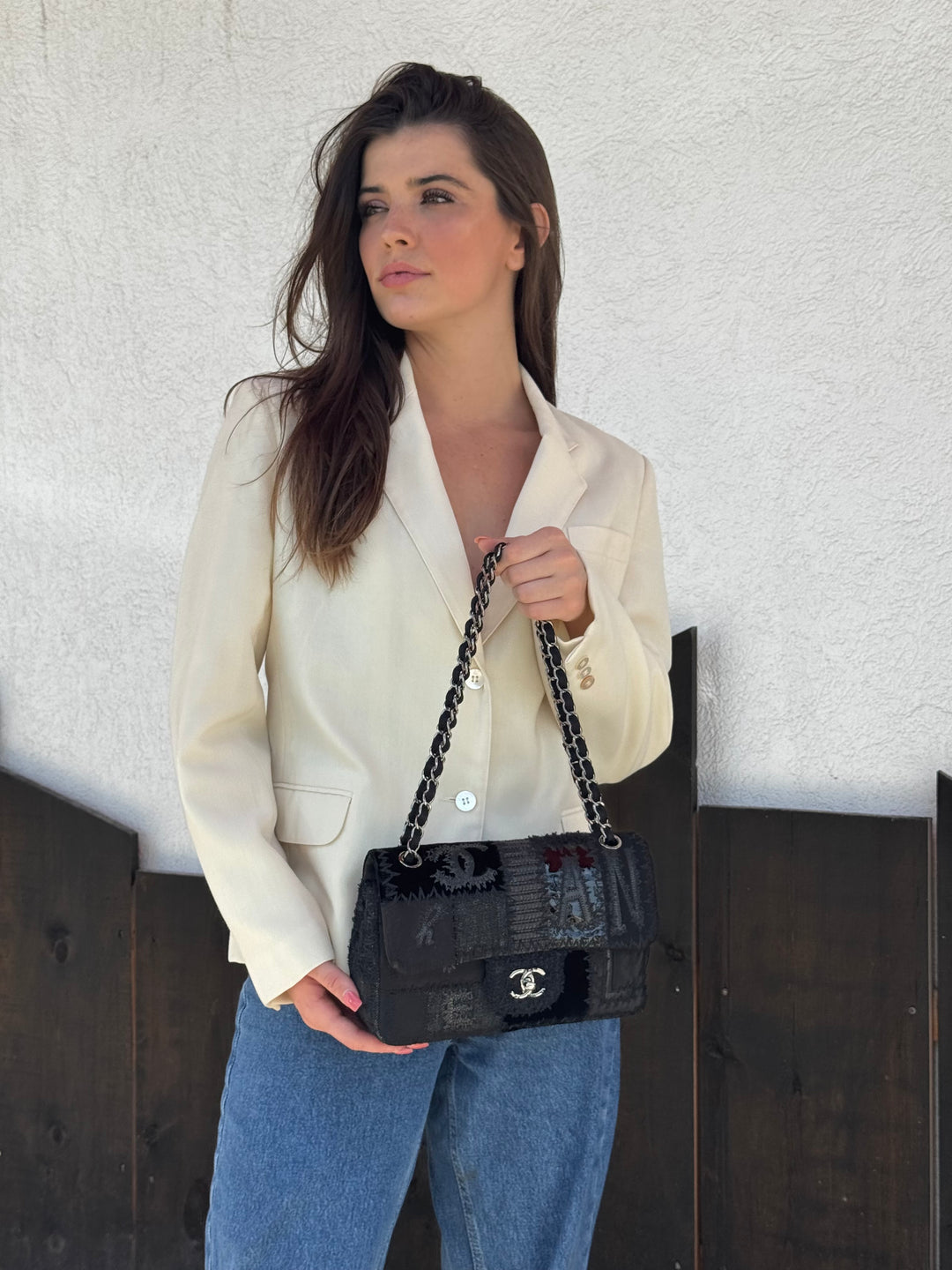 Chanel Black Patchwork Medium Single Flap Bag