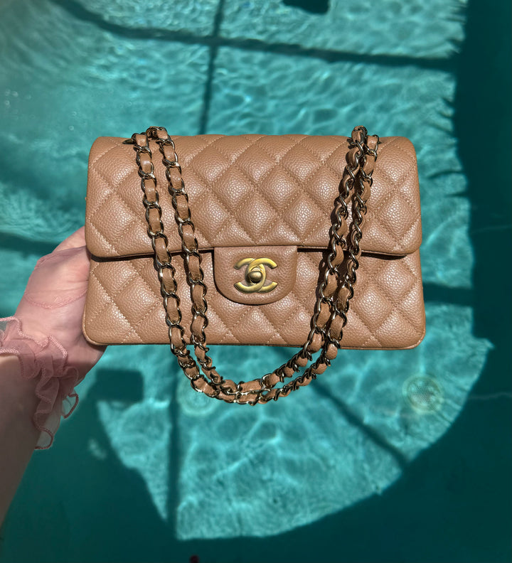 Chanel 18S Small Dark Beige Caviar Double Flap