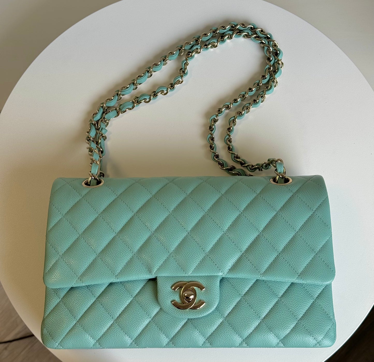 Chanel 20C Tiffany Blue Medium Caviar Flap Bag