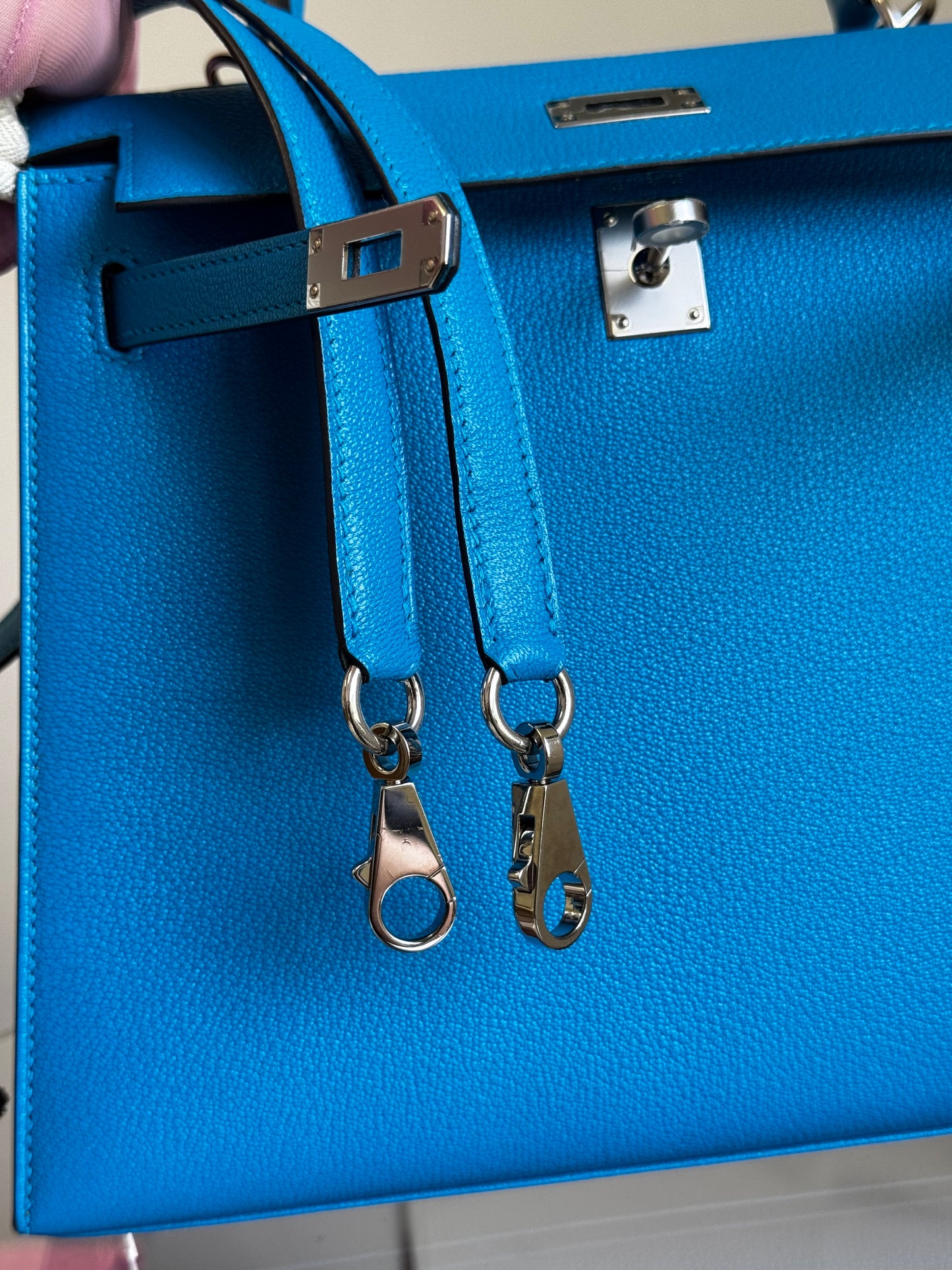 Hermes Bleu Frida Chèvre Kelly 25 Sellier