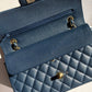 Chanel 18C Navy Blue Medium Caviar Double Flap Bag