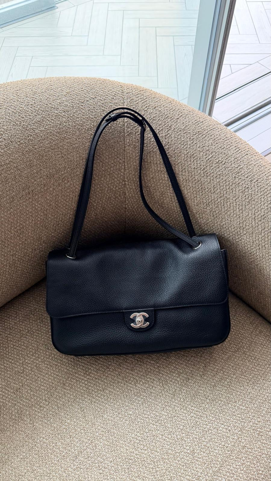 Chanel Maxi 32 Flap Bag Black Souplissimo Grained Calfskin Silver Tone Hardware 2026